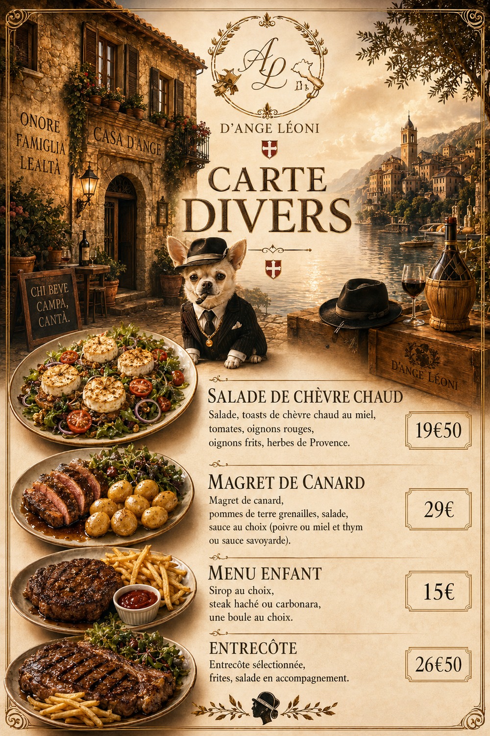 Carte brasserie & grill des Flocons d’Ange Léoni, restaurant à Montchavin